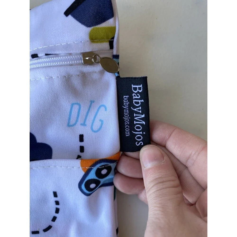BabyMojos Construction Trucks Vroom Dig Wet Bag Dual Zipper Pockets